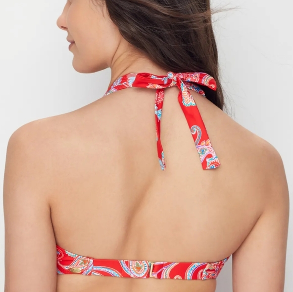 Sunsets 34DDD Paisley Swim Halter Top - Picture 2 of 4